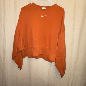 Nike Orange Crewneck Sweatshirt with White Swoosh